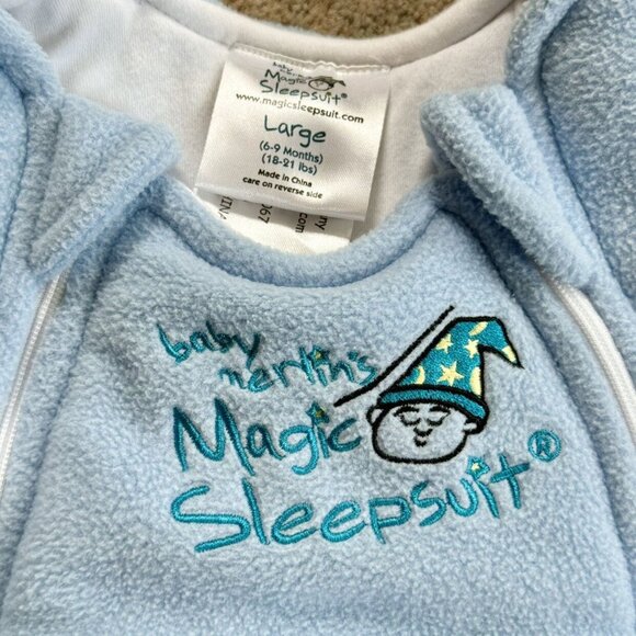 Baby Merlin's Magic Sleepsuit Blue Microfleece - Picture 2 of 5